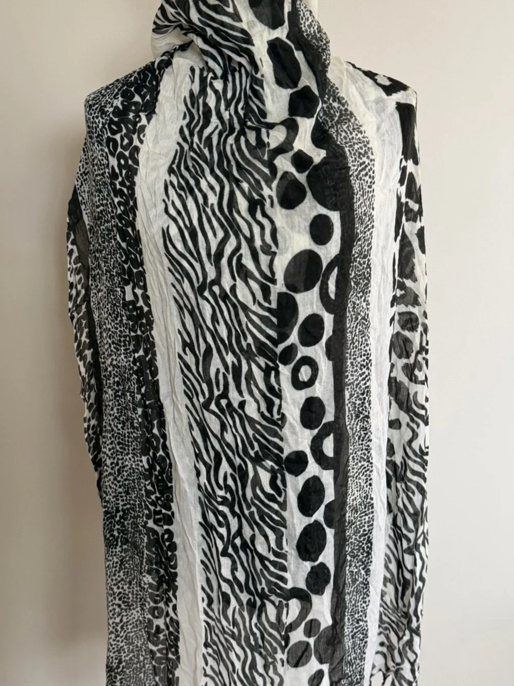 Black and White Animal Print Scarf